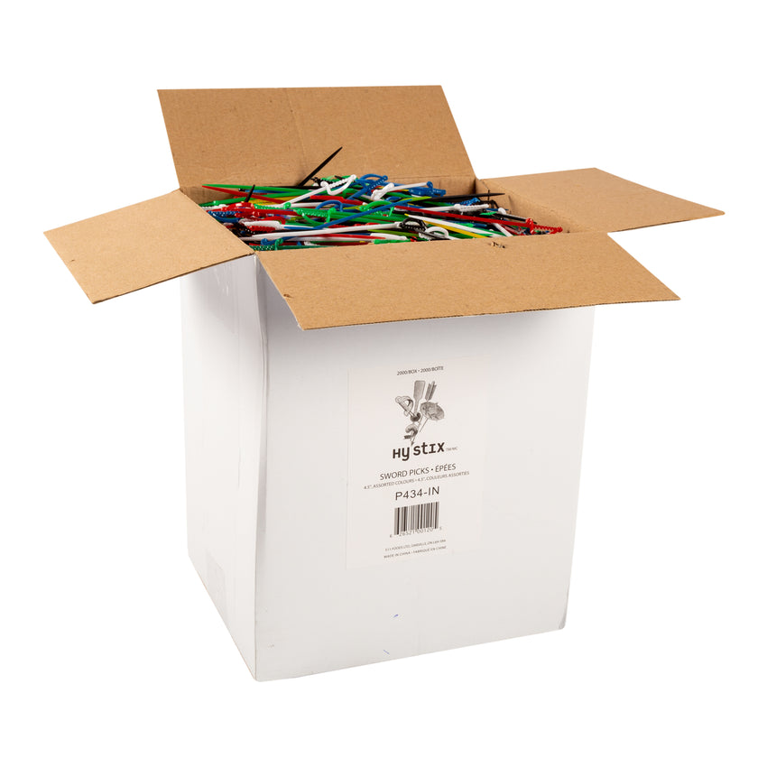 Sword Pick 4.5" Assorted Colours, Case 2000