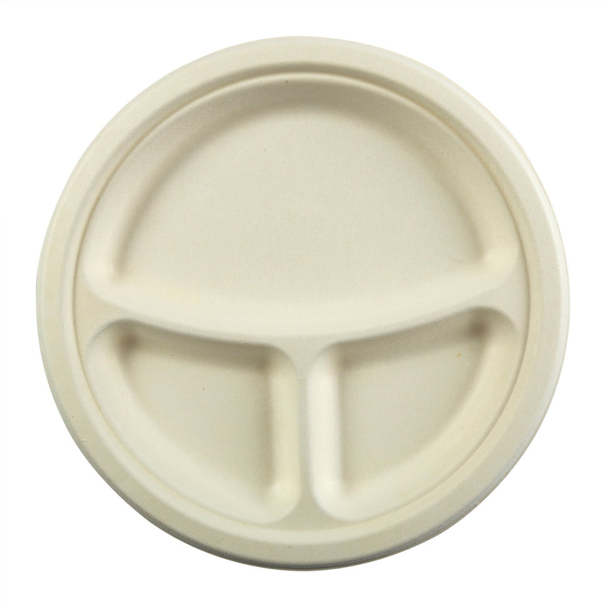 9" 3-Section Round Plates, Overhead View