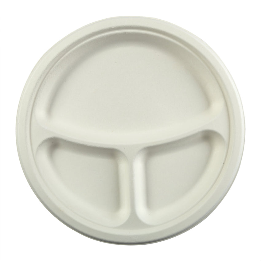10" 3-Section Round Plates, Overhead View