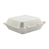 Large PLA Lined Hinged Lid Containers 9 x 9 x 3.19", Closed Container, Side View