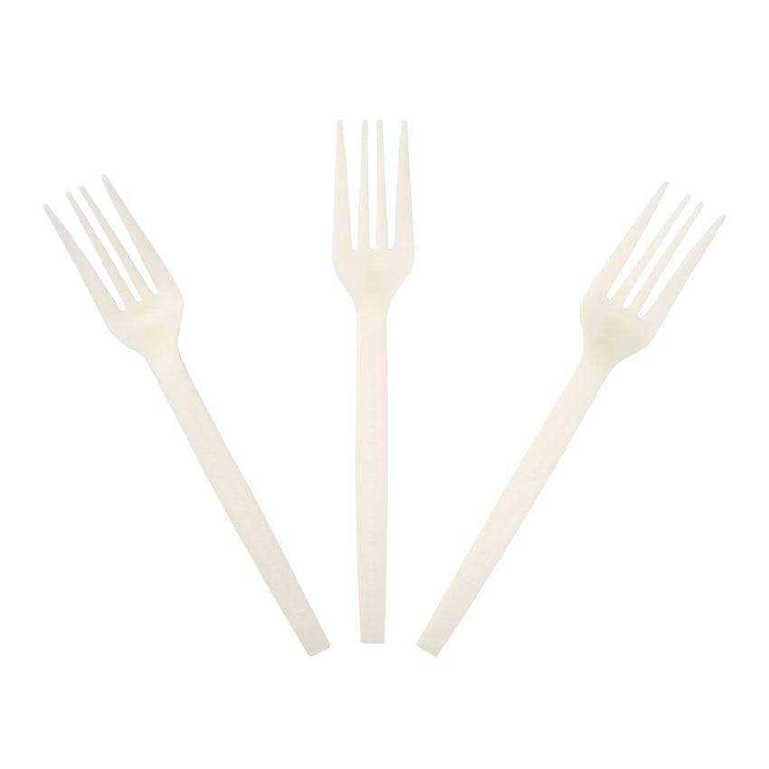 7" Fork Plant Starch Material, 3 Forks Fanned Out View