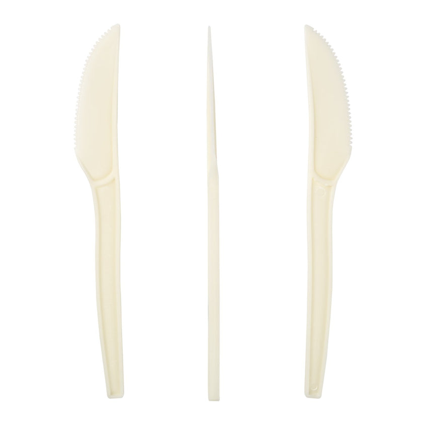 7" Knife Plant Starch Material, 3 Knives, Top and Side Views