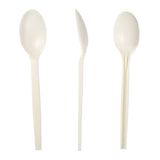 7" Spoon Plant Starch Material, Front, Side and Back View