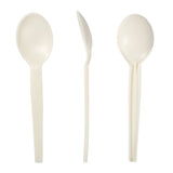 7" Soup Spoon Plant Starch Material, Front, Side and Back View