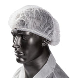 Bouffant Cap 24" White Pleated, On Mannequin