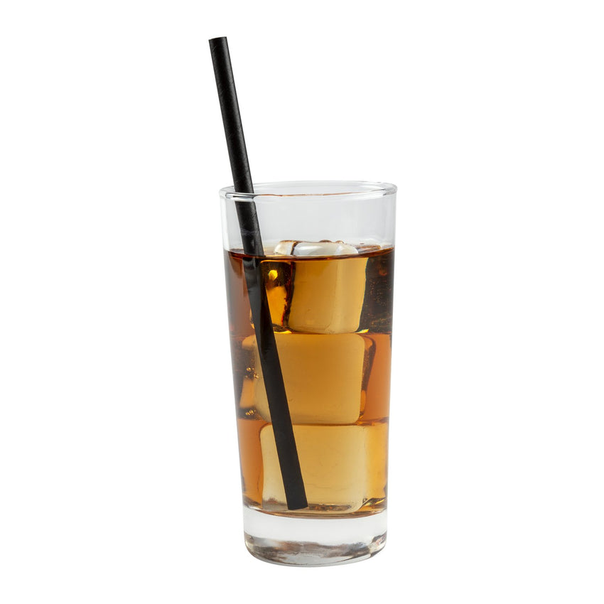 7.75" GIANT UNWRAPPED BLACK PAPER STRAW, Straw In Drink