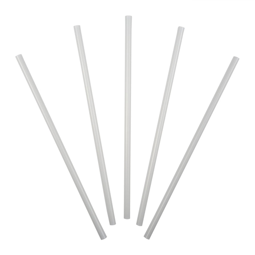 7.75" JUMBO UNWRAPPED CLEAR PLA STRAW, Fanned Out View