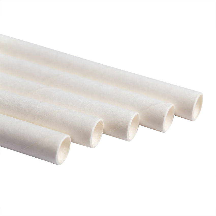 WHITE 7.75" JUMBO UNWRAPPED PAPER STRAW, Detailed Group View