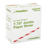 RED STRIPE 7.75" JUMBO UNWRAPPED PAPER STRAW, Inner Box