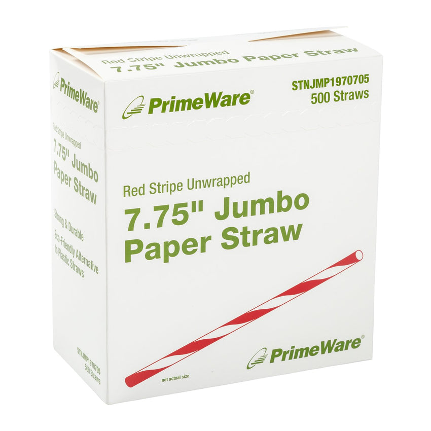 RED STRIPE 7.75" JUMBO UNWRAPPED PAPER STRAW, Inner Box