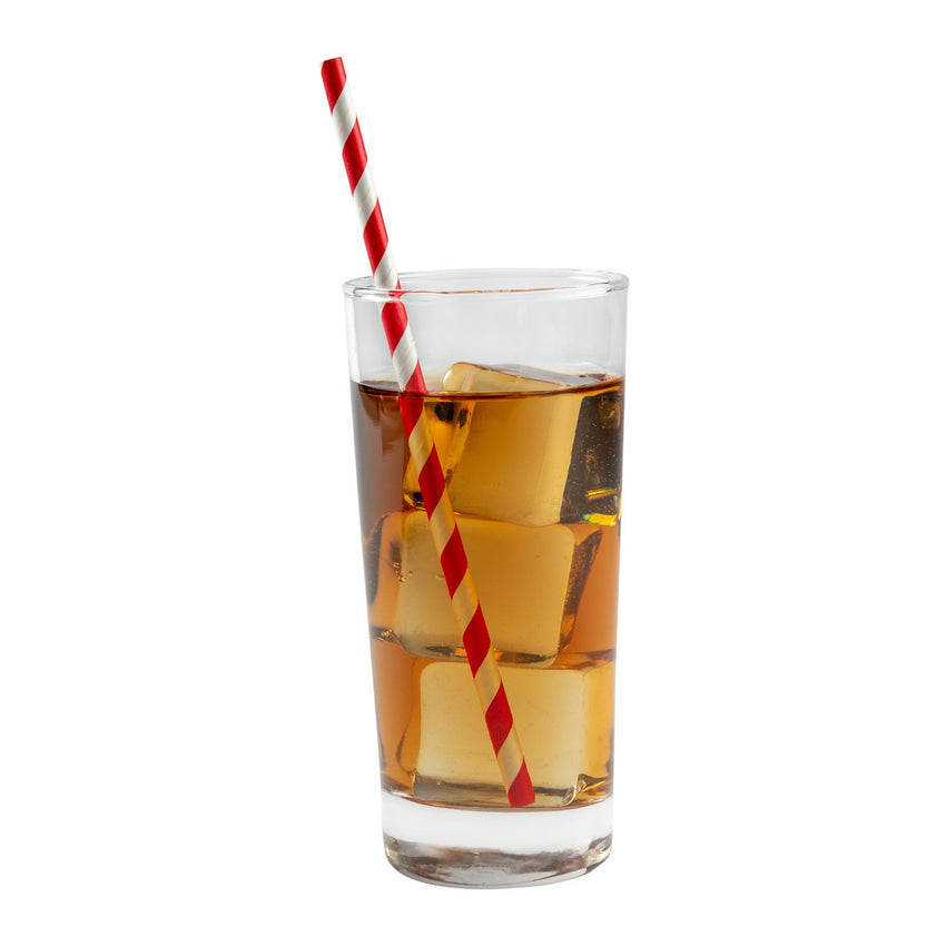 RED STRIPE 7.75" JUMBO UNWRAPPED PAPER STRAW, Straw In Drink