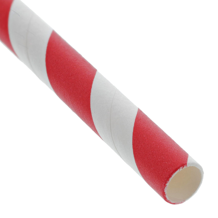 RED STRIPE 7.75" JUMBO UNWRAPPED PAPER STRAW, Detailed View