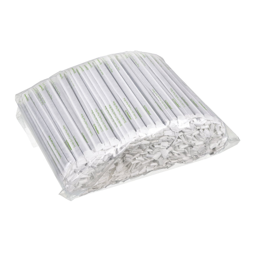 STRAW, 7.75", JUMBO, PAPER, WRAPPED, BLK, BAGGED, in wrapped and bagged