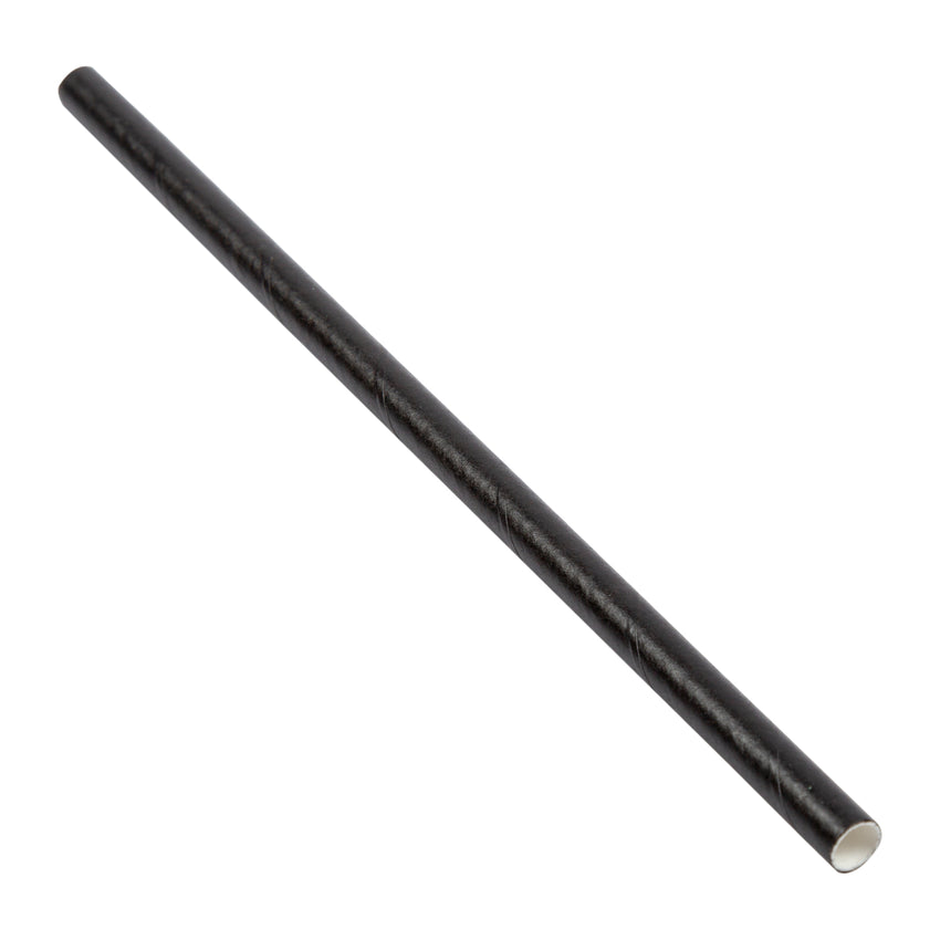 Eco Straw Cocktail Paper 5.75" Black Unwrapped, Case 500x8