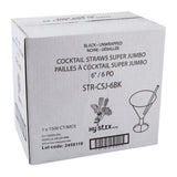 Straw Cocktail Super Jumbo 6" Black, Case 1500