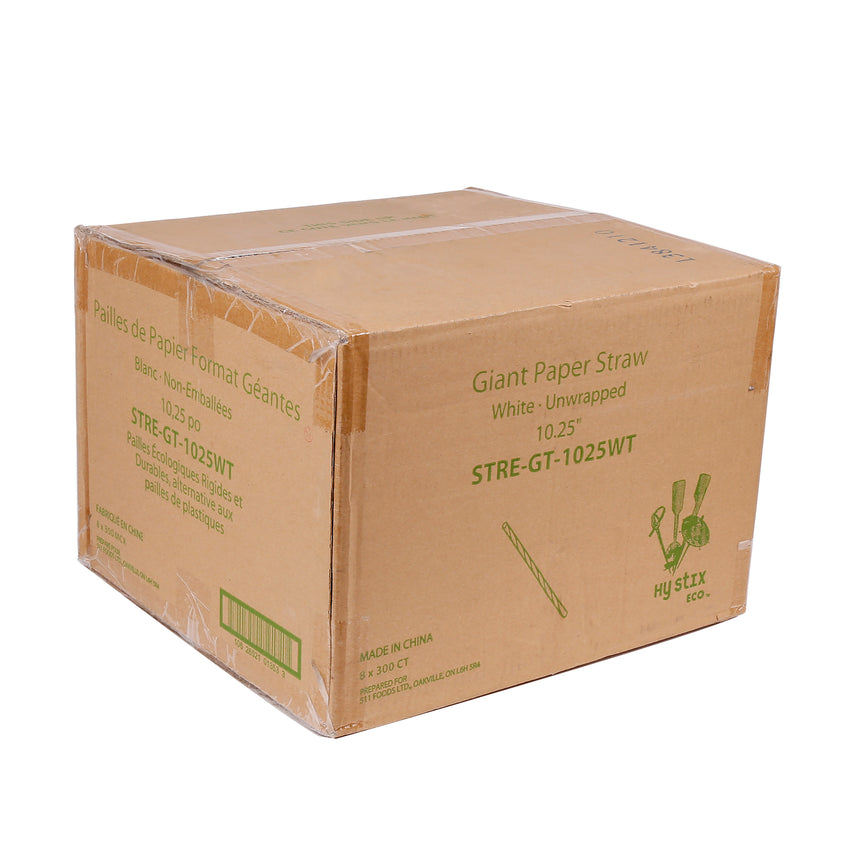 Eco Straw Giant Paper 10.25" White Unwrapped, Case 300x8