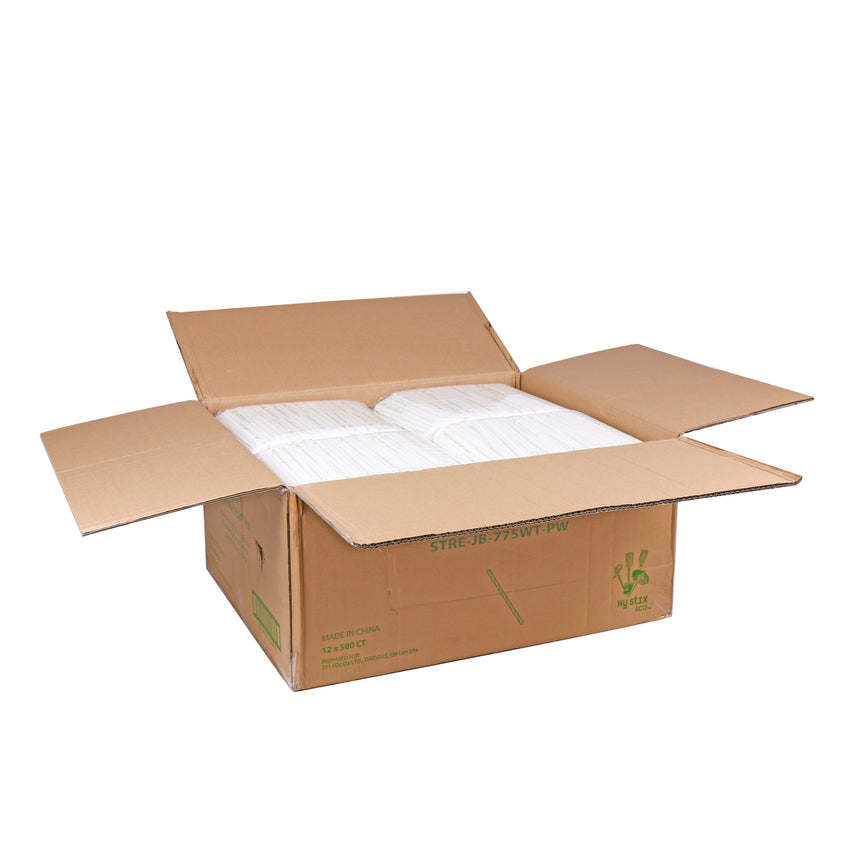 Eco Straw Jumbo Paper 7.75" White Paper Wrapped, Case 500x12