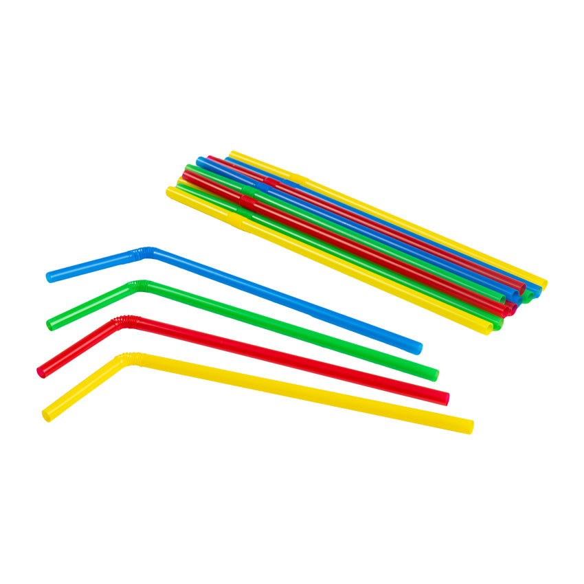 Straw Flex 8" Assorted Colour, Case 250x9