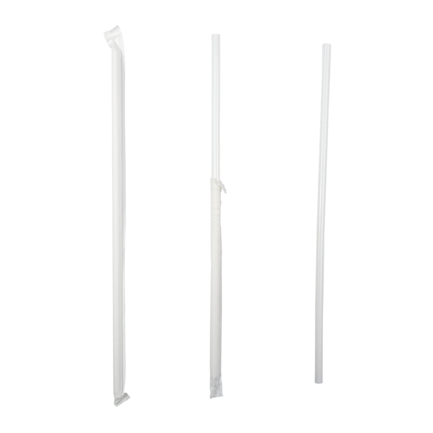 Straw Milkshake 10" White Paper Wrapped, Case 500x12