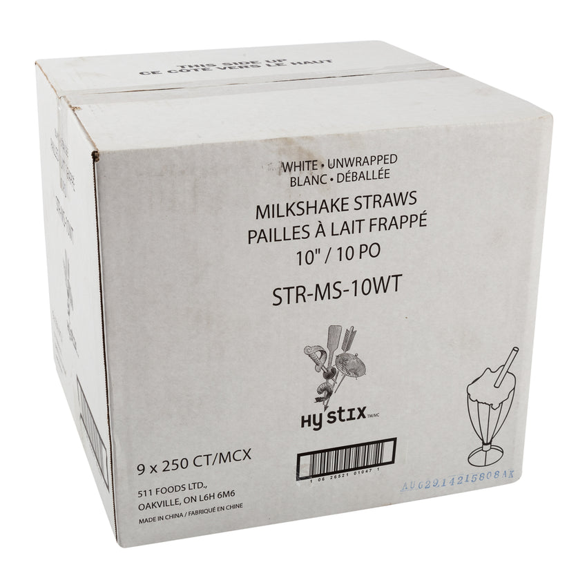 Straw Milkshake 10" White, Case 250x9