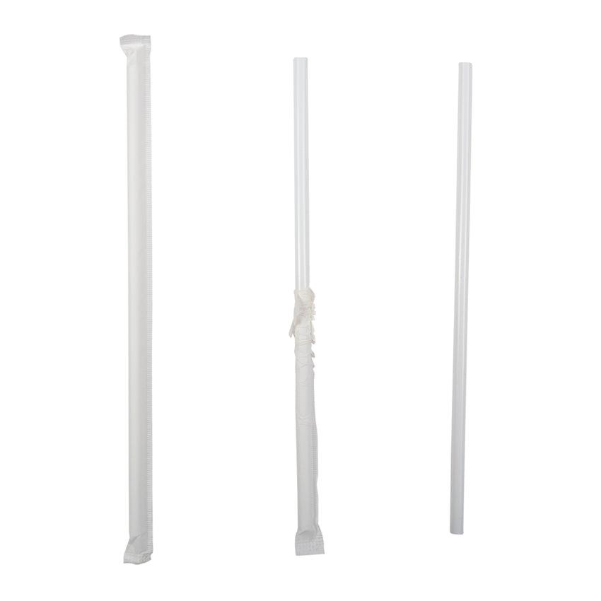 Straw Milkshake 8" S White Paper Wrapped, Case 250x9