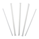 Straw Milkshake 8" White Paper Wrapped, Case 500x6