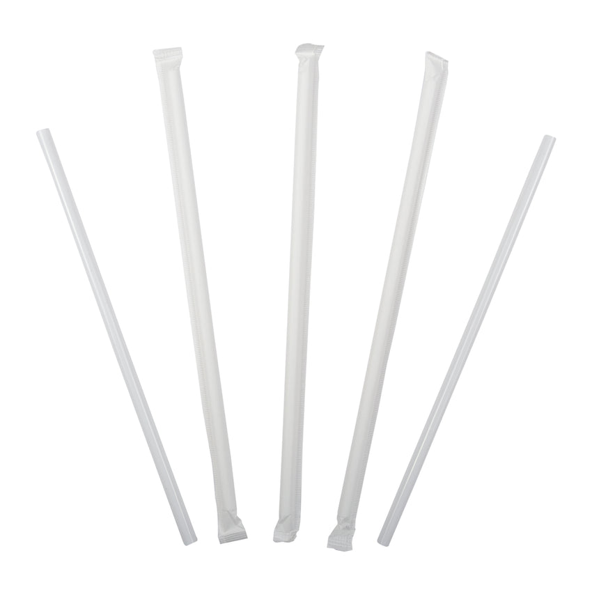 Straw Milkshake 8" S White Paper Wrapped, Case 250x9