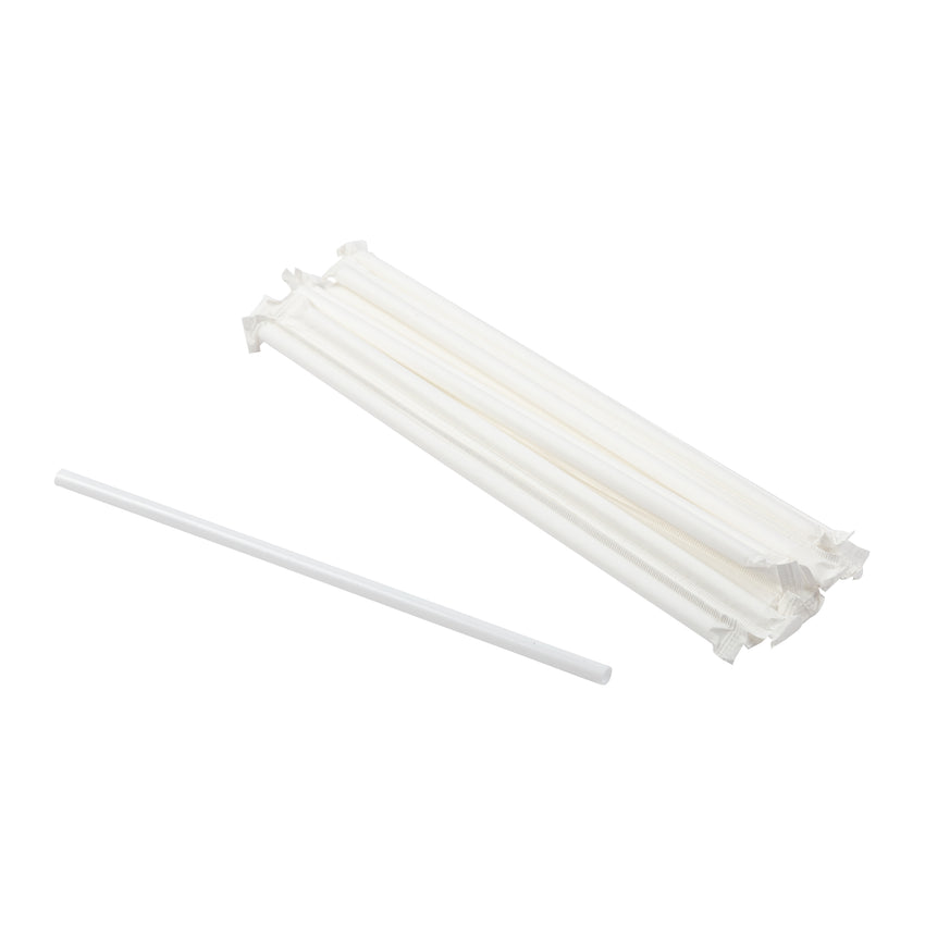 Straw Milkshake 8" S White Paper Wrapped, Case 250x9