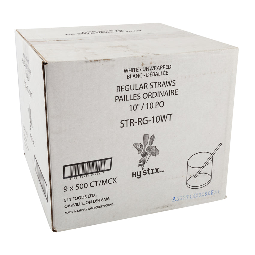 Straw Regular 10" White, Case 500x9