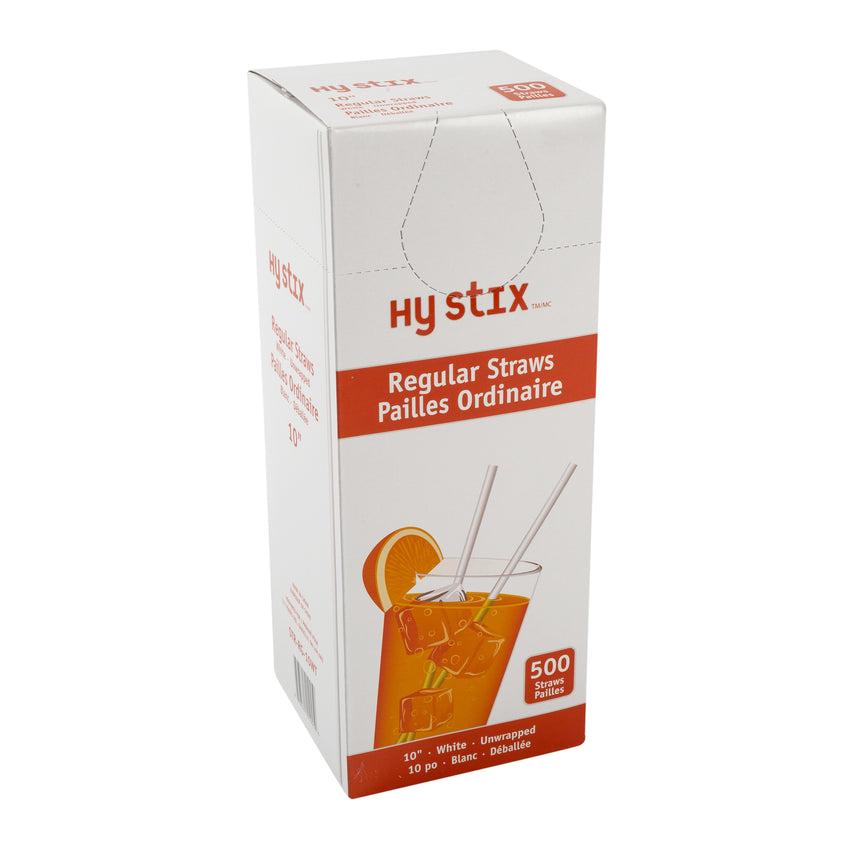 Straw Regular 10" White, Case 500x9