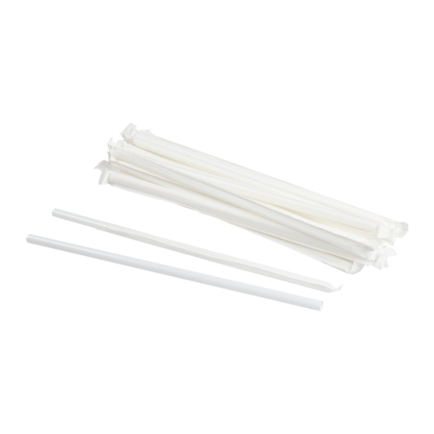 Straw Super Jumbo 10" White Paper Wrapped, Case 300x12