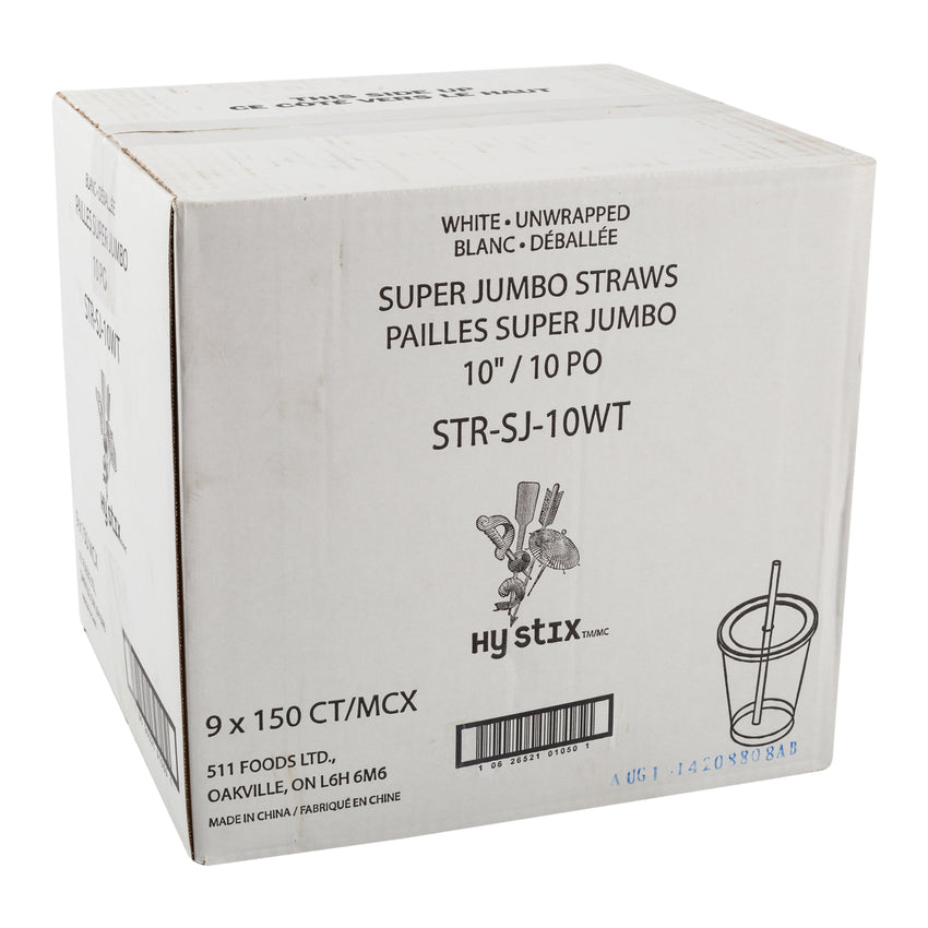 Straw Super Jumbo 10" White, Case 150x9