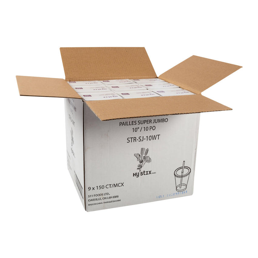 Straw Super Jumbo 10" White, Case 150x9