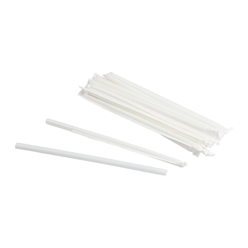 Straw Super Jumbo 8" White Paper Wrapped, Case 300x6