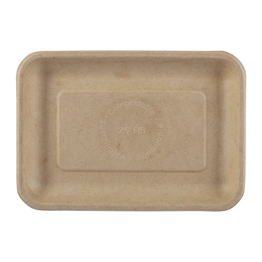 Tan Fiber Trays 8" x 5.75" x 0.6", Overhead View