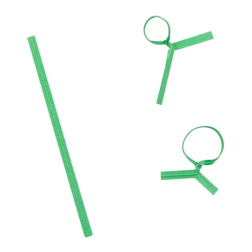 Twist Tie 3x1/8" Green Paper, Case 2000x25