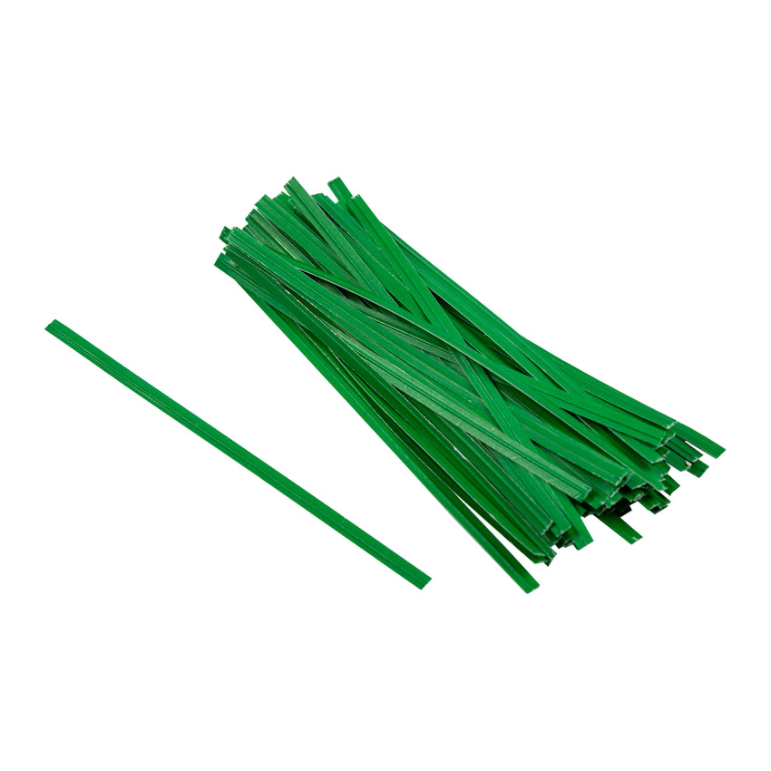 Twist Tie 4x1/8" Green Paper, Case 2000x25