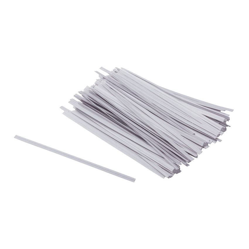 Twist Tie 4x1/8" White Paper, Case 2000x25